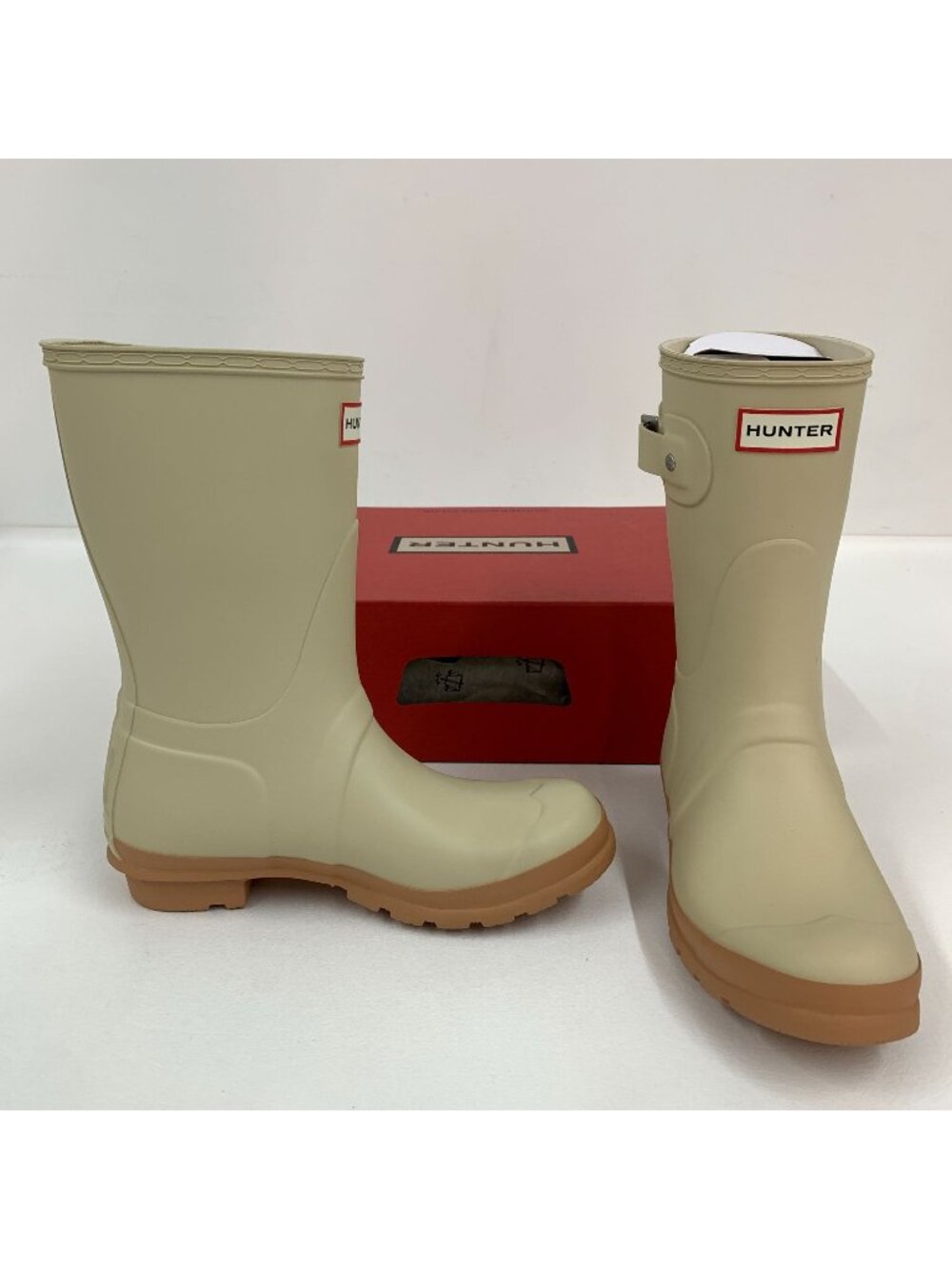 Hunter Women's Short Rain Boots Biscuit Size 7 Waterproof Adjustable Strap